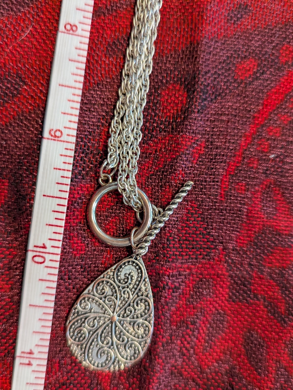 Silver Teardrop Pendant Necklace - Convertible - Picture 4 of 4